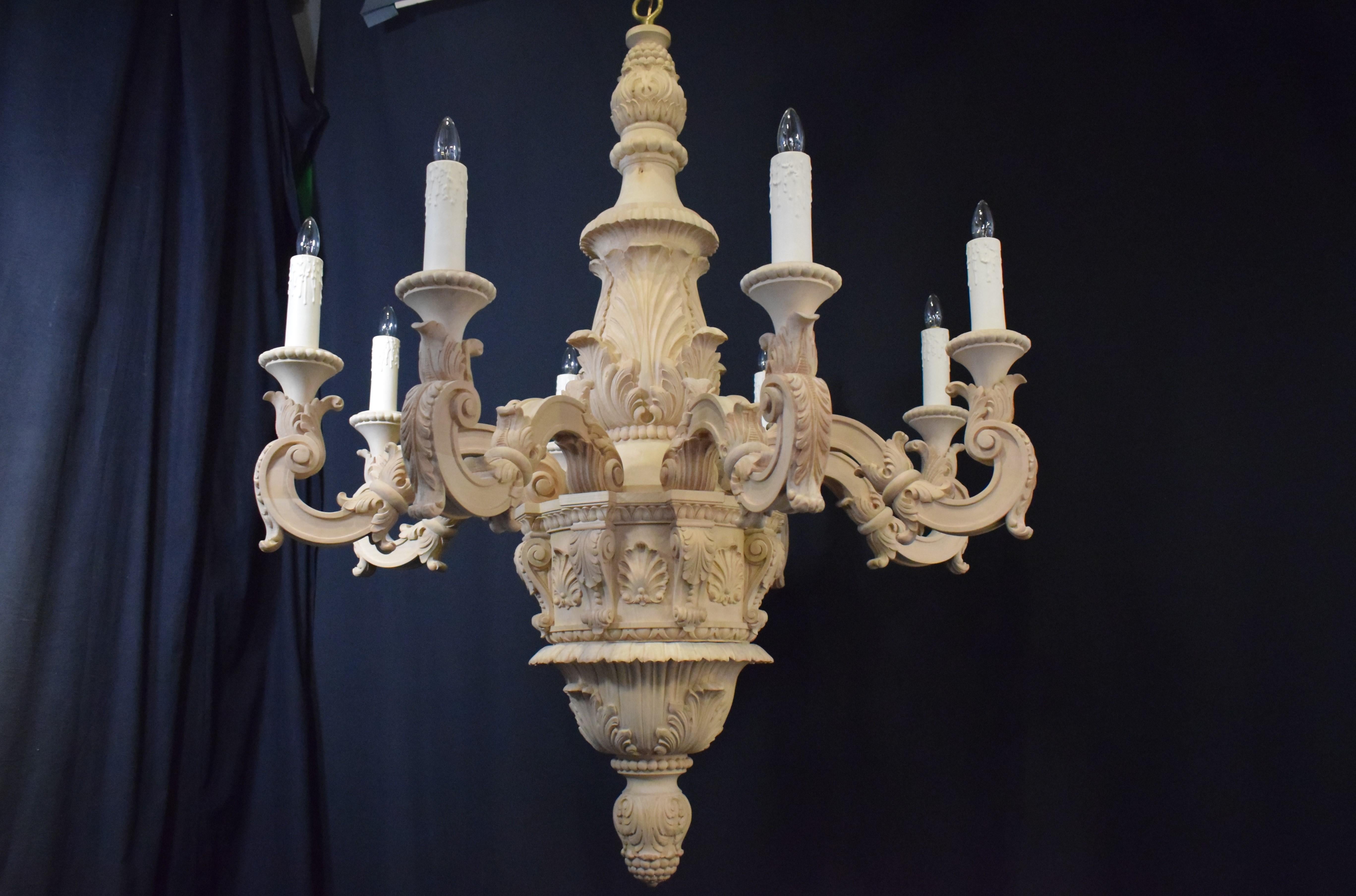 Fine Louis XIV Style Wooden Chandelier For Sale 13