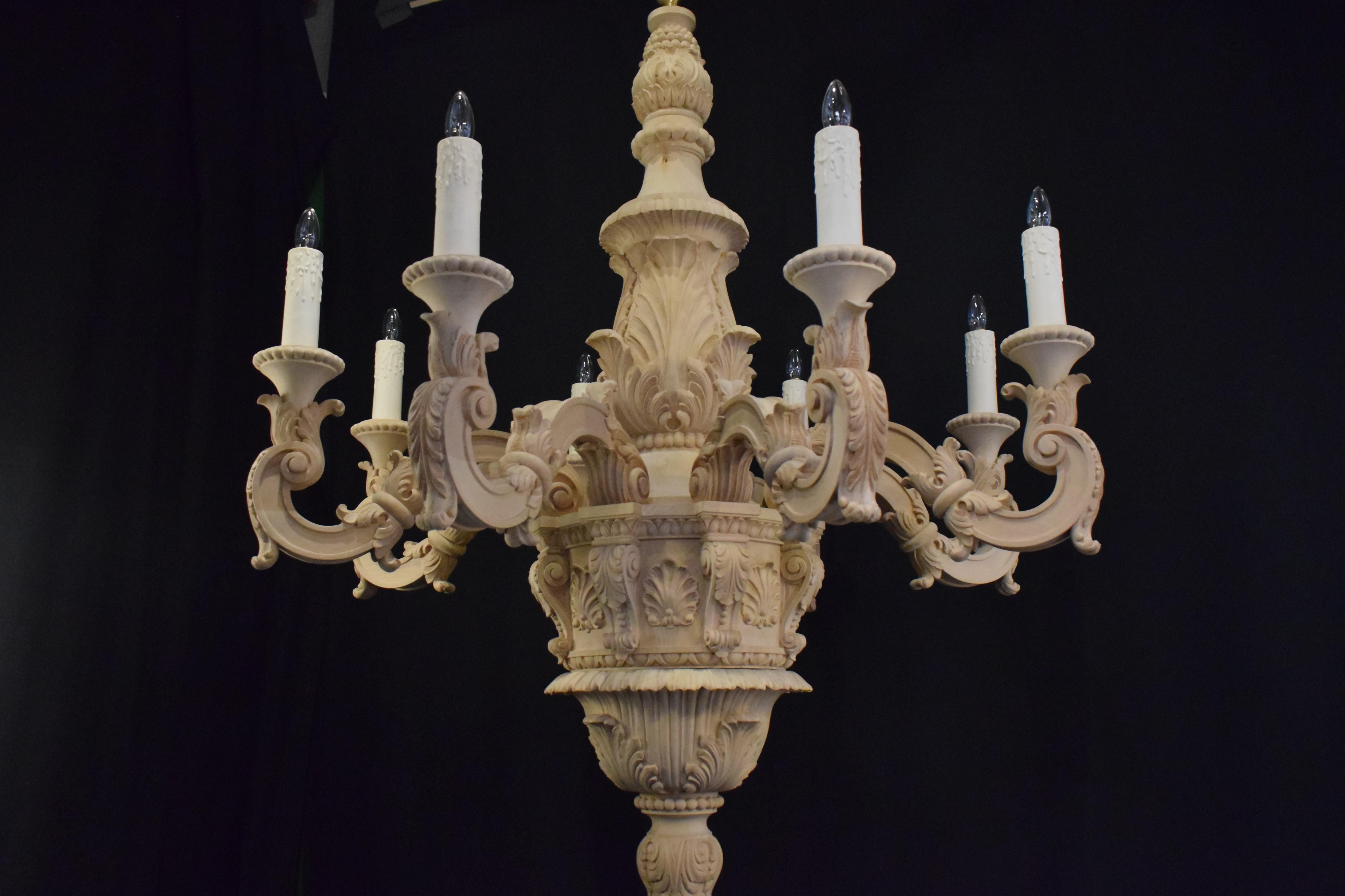 Fine Louis XIV Style Wooden Chandelier For Sale 14