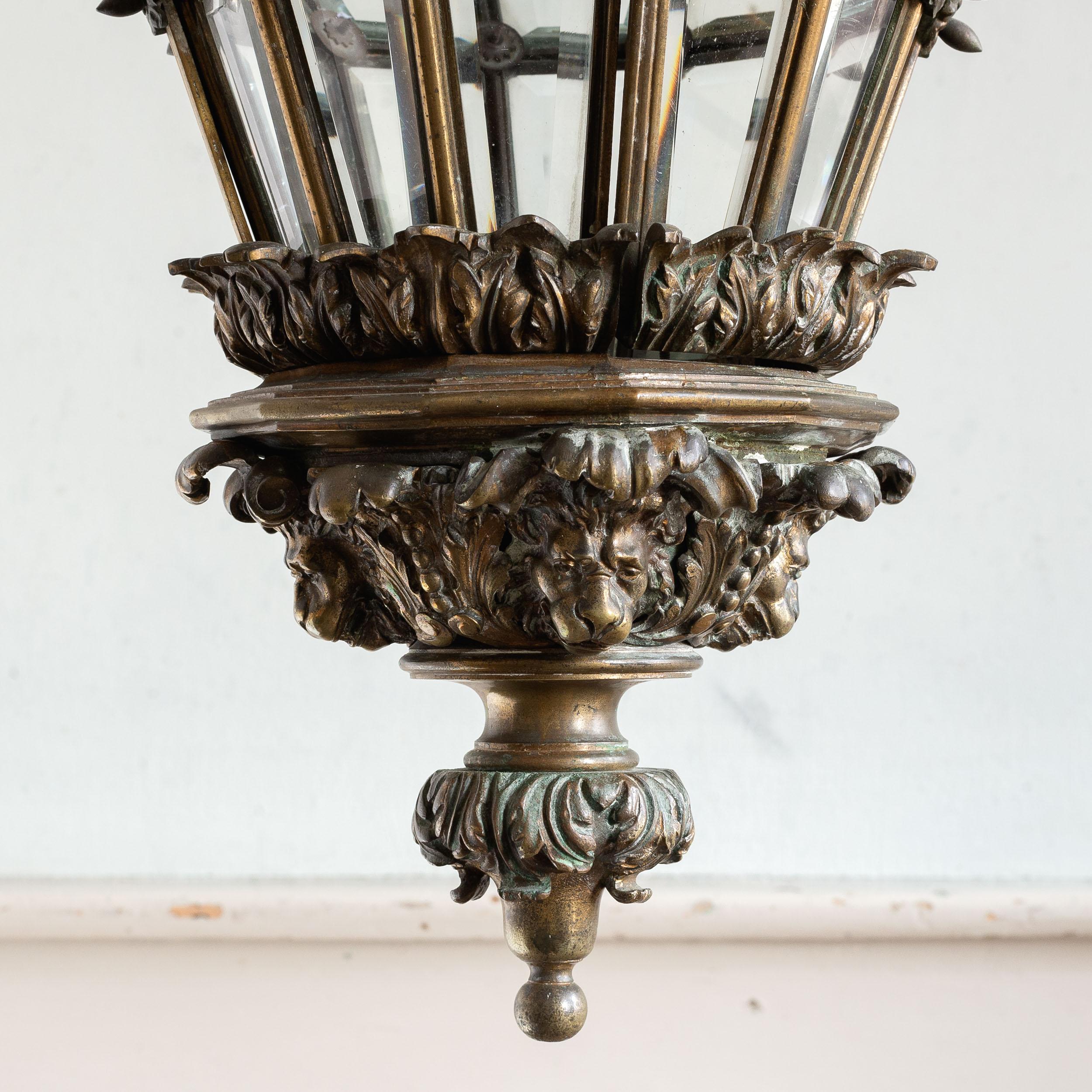 19th Century Fine Louis XIV 'Versaille' Gilt-Bronze Lantern