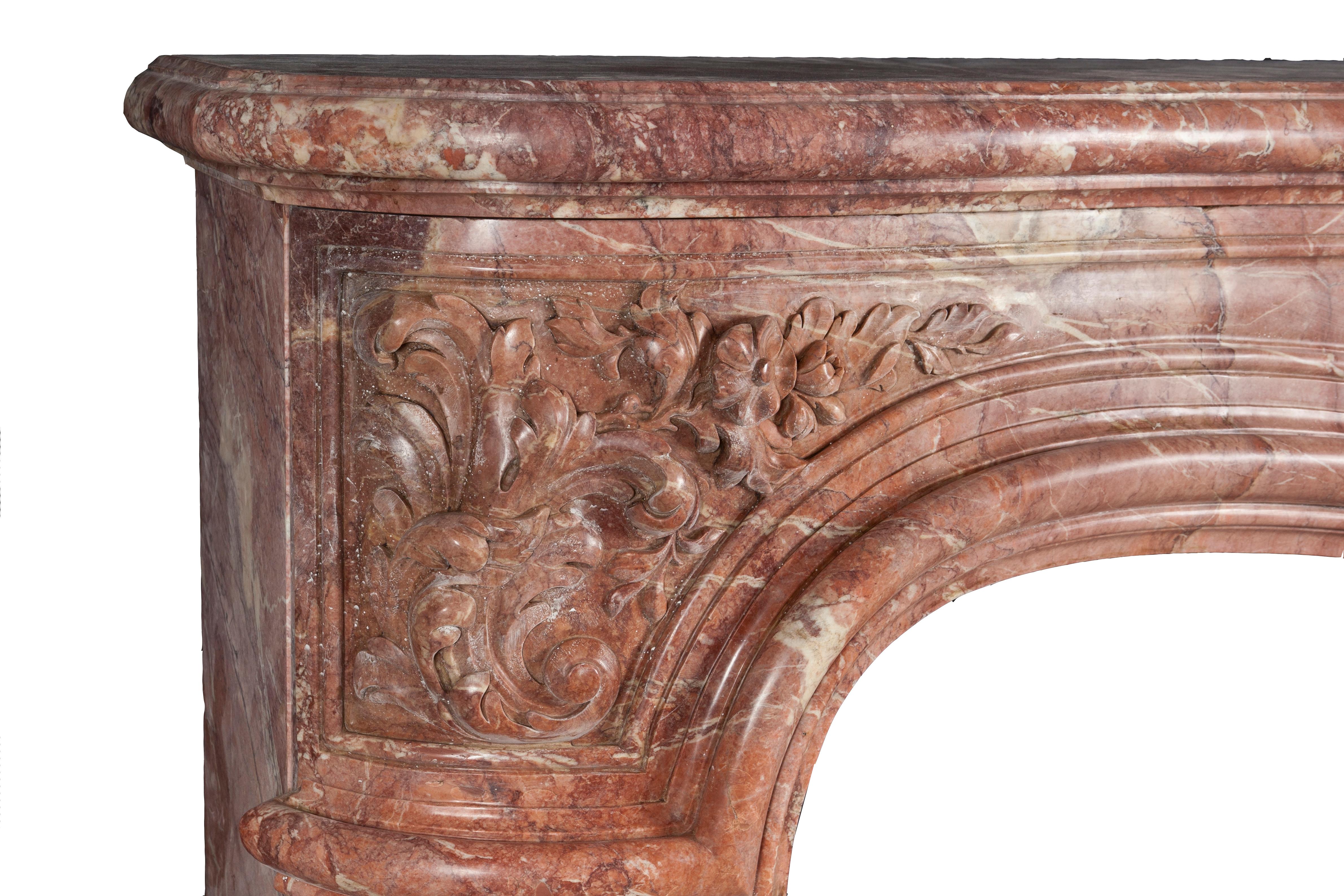 French Fine Louis XV, 18th century marble fireplace For Sale