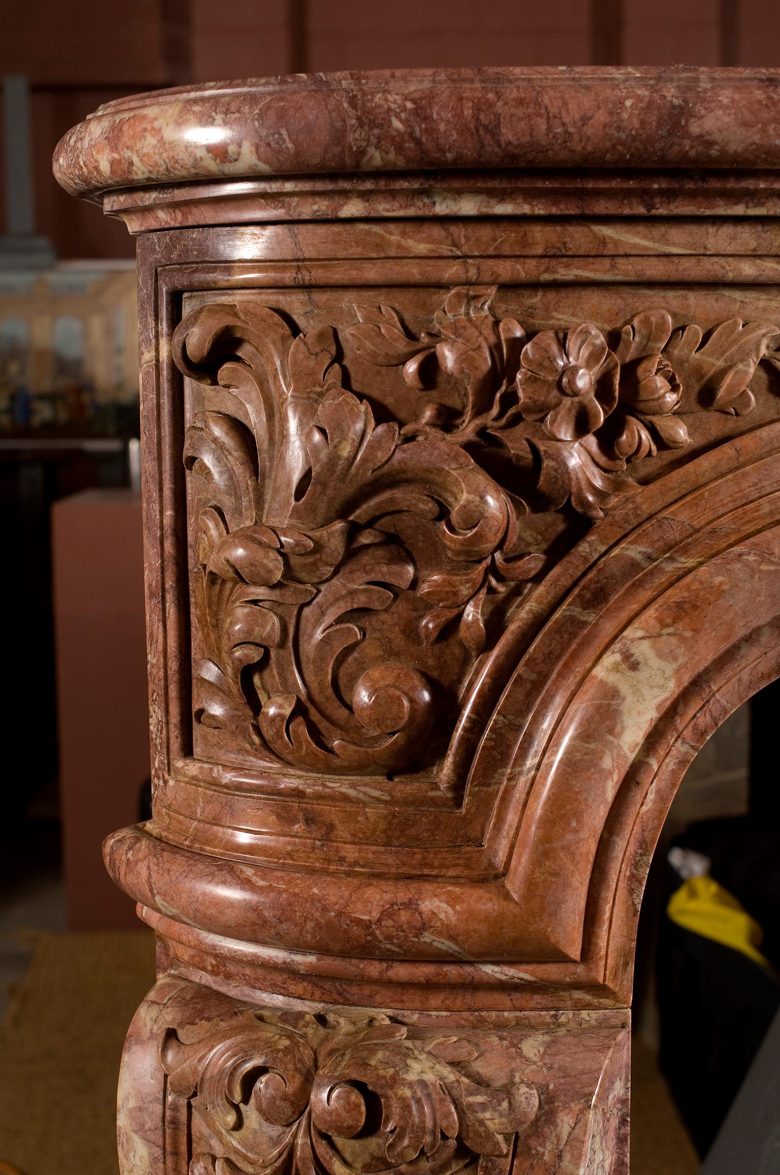 Fine Louis XV, 18th century marble fireplace For Sale 2