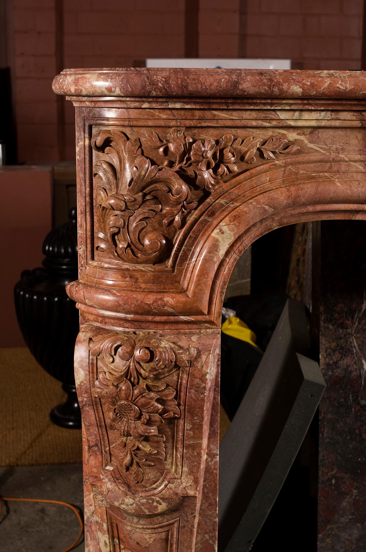 Fine Louis XV, 18th century marble fireplace For Sale 3