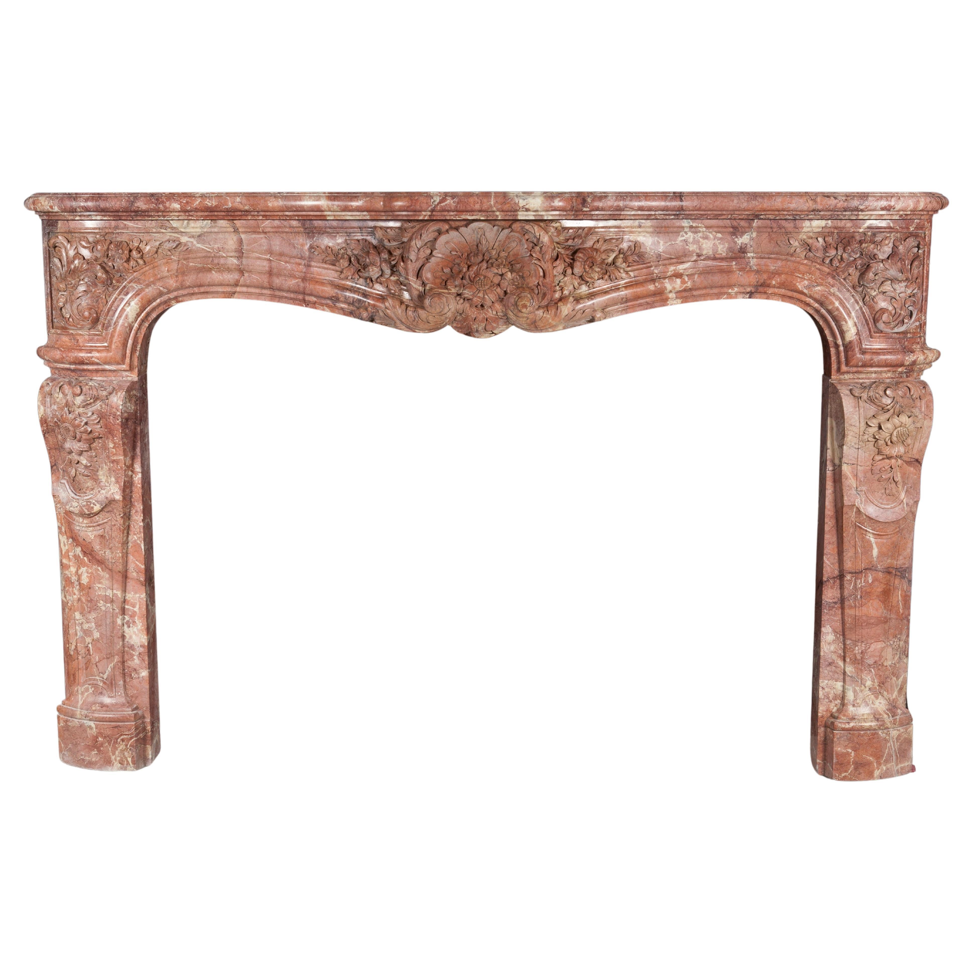 Fine Louis XV, 18th century marble fireplace For Sale