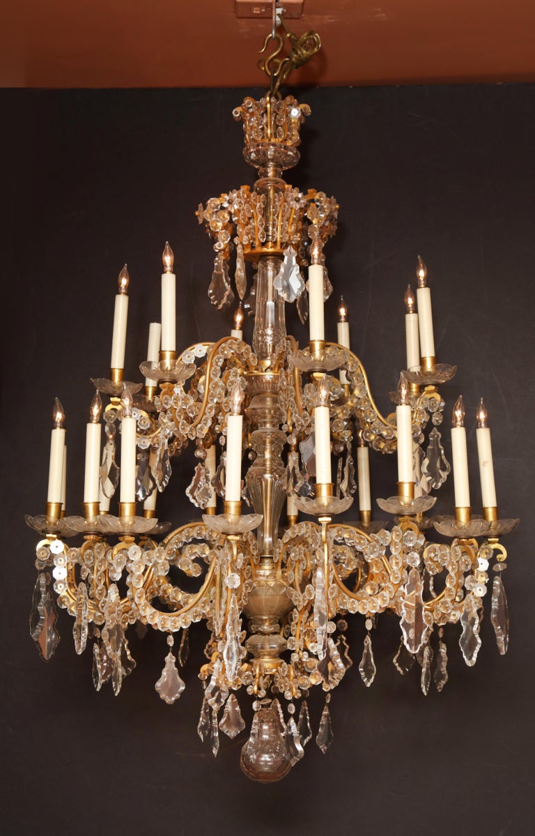 Fine Louis XV Crystal and Bronze 24 Light Chandelier Fine Louis XV Crystal and Bronze 24 Light Chandelier