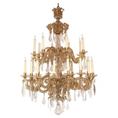Antique Fine Louis XV Crystal and Bronze 24-Light Chandelier