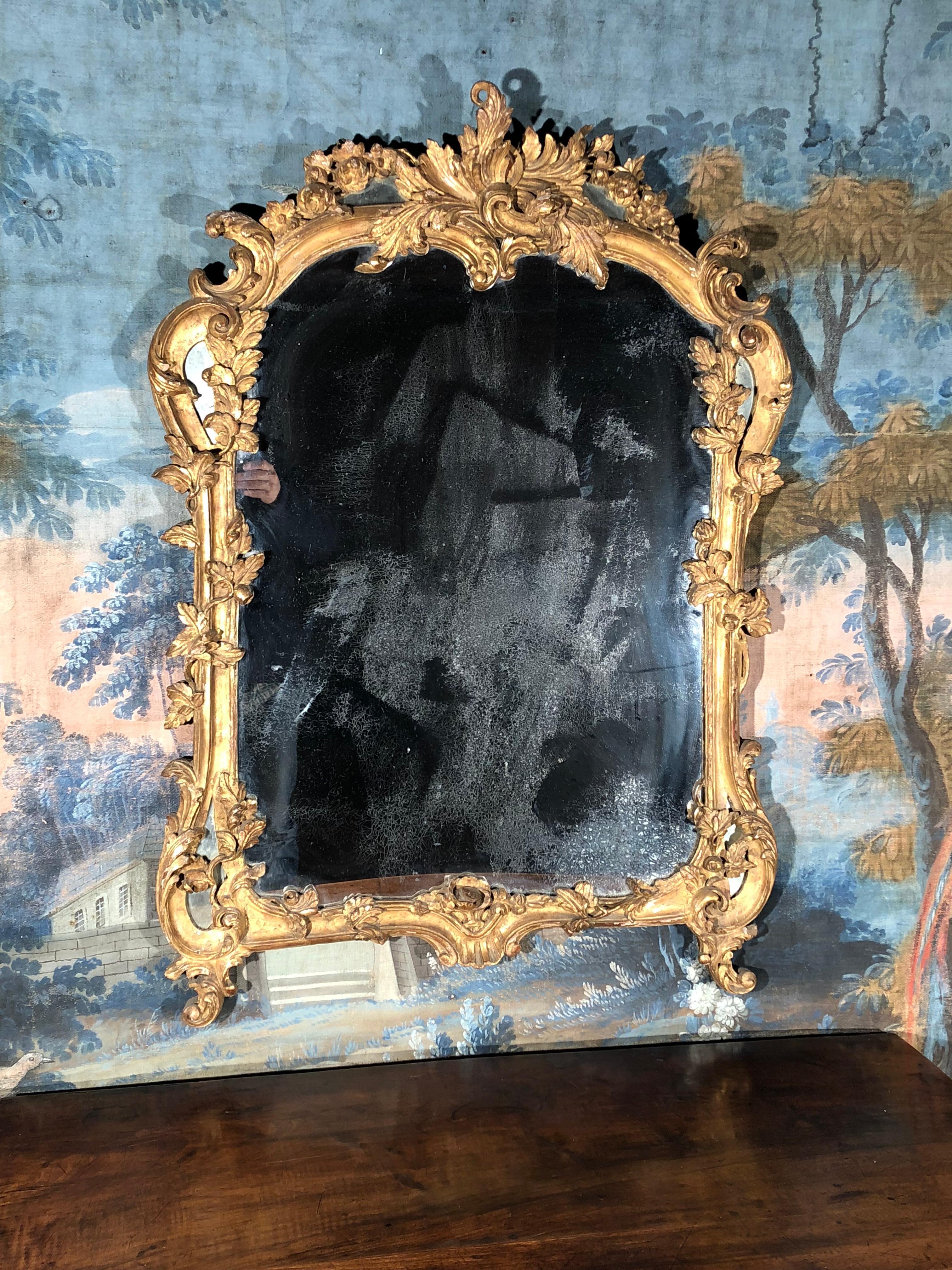 French Fine Louis XV Period Mirror, 18th Century