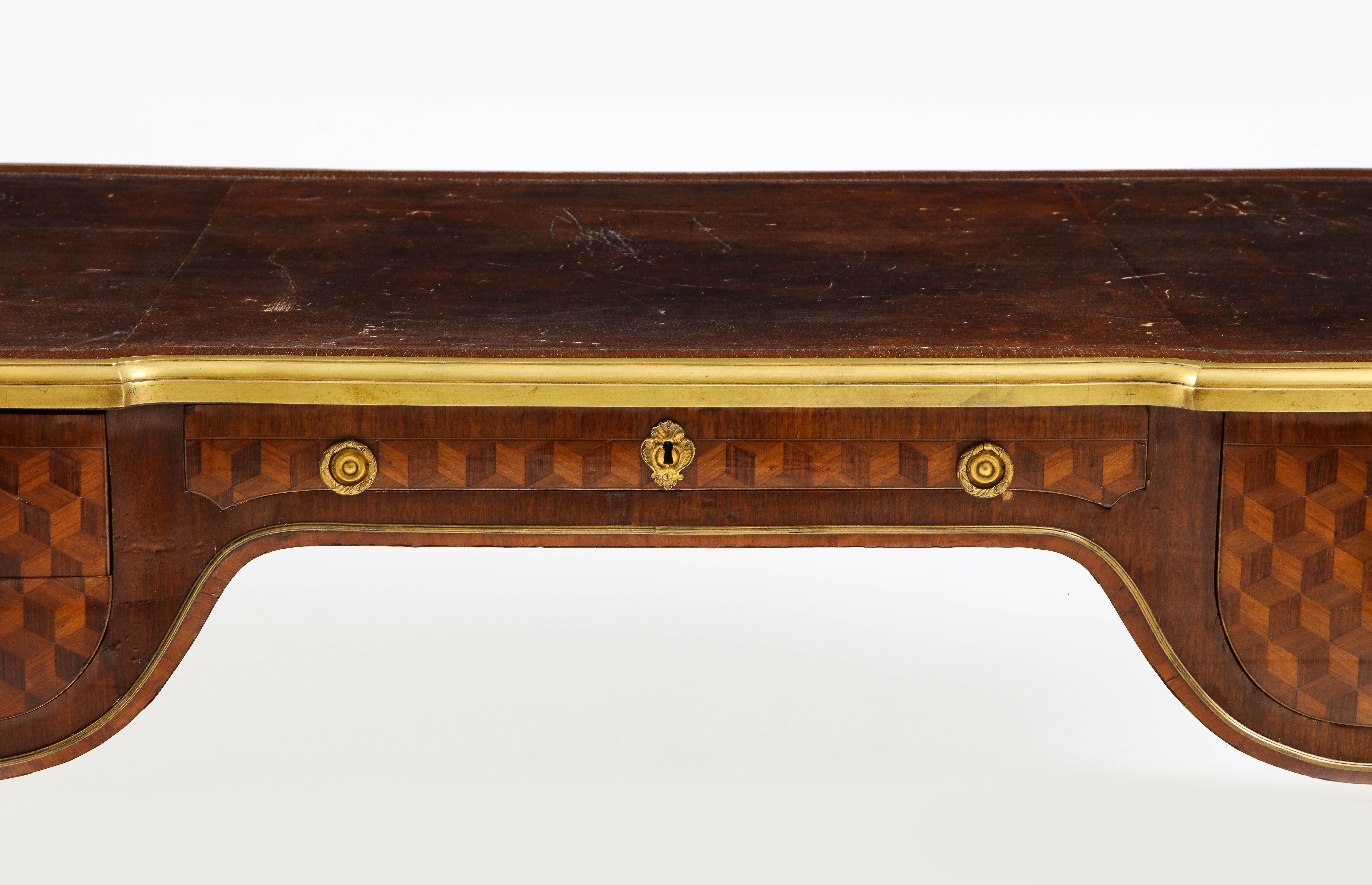 French Fine Louis XV Style Marquetry Bureau Plat Attributed to François Linke For Sale