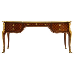 Used Fine Louis XV Style Marquetry Bureau Plat Attributed to François Linke