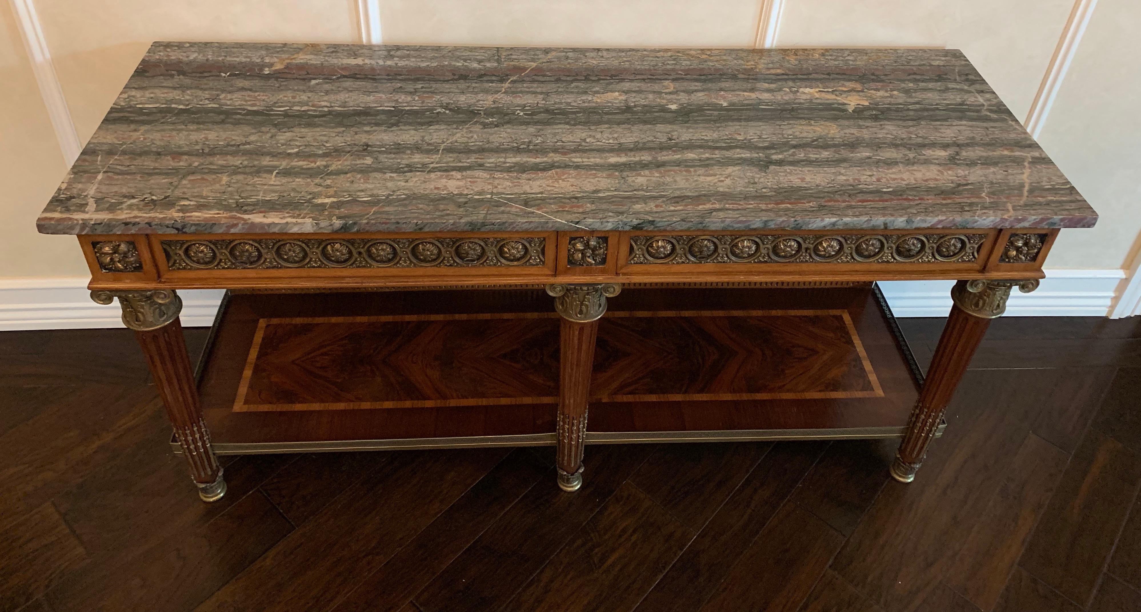 Fine Louis XVI French Mahogany Ormolu Mounted Dessert Console Table Sideboard In Good Condition In Roslyn, NY