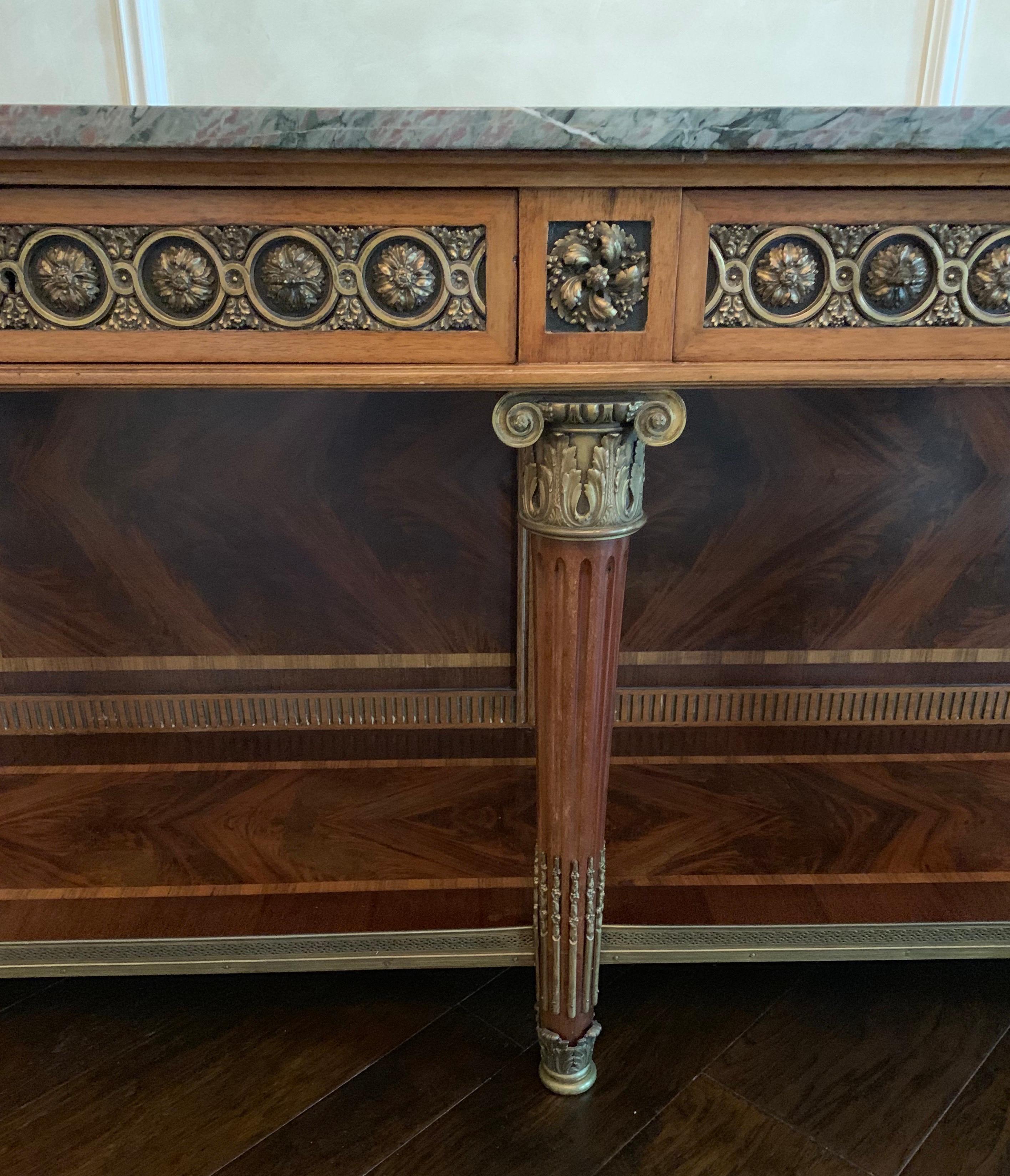 19th Century Fine Louis XVI French Mahogany Ormolu Mounted Dessert Console Table Sideboard