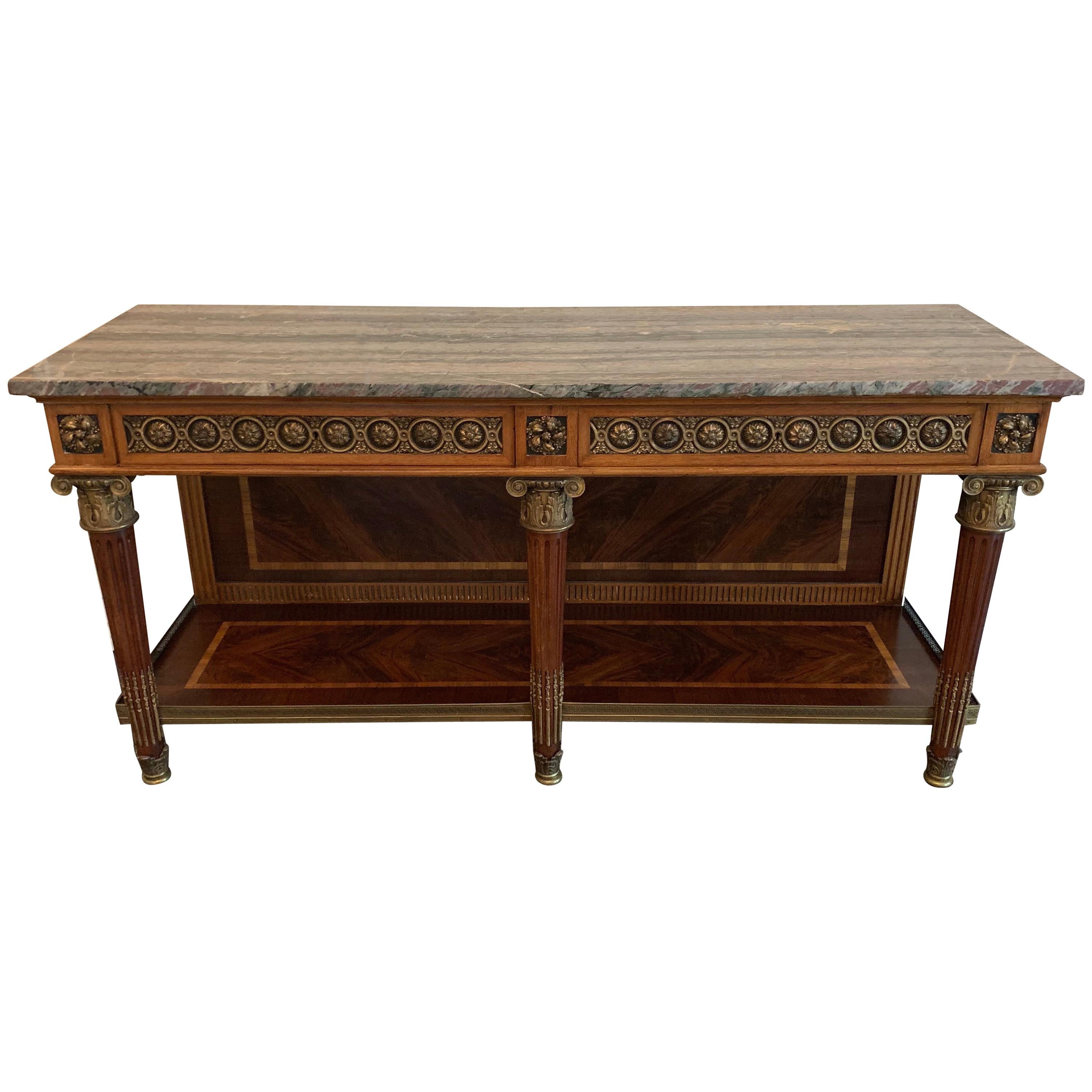Fine Louis XVI French Mahogany Ormolu Mounted Dessert Console Table Sideboard