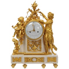 Pendule Louis XVI en bronze doré et marbre de Nicolas-Alexandre Folin