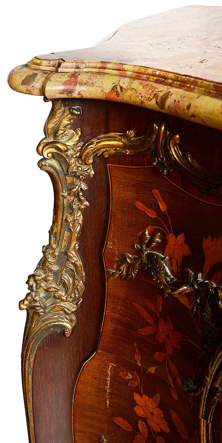 19th Century Fine Louis XVI style bombe shaped commode, attributed to Francois Linke. For Sale