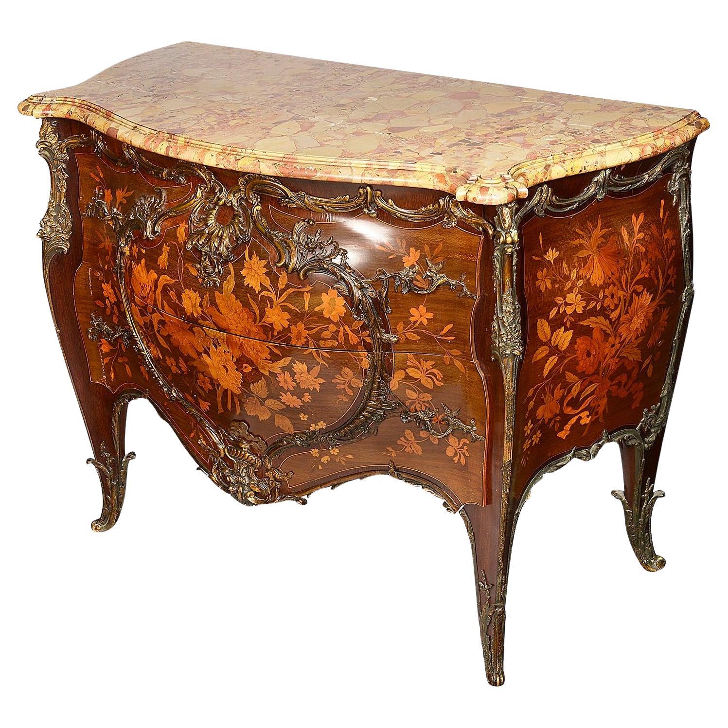 Fine Louis XVI style bombe shaped commode, attributed to Francois Linke.