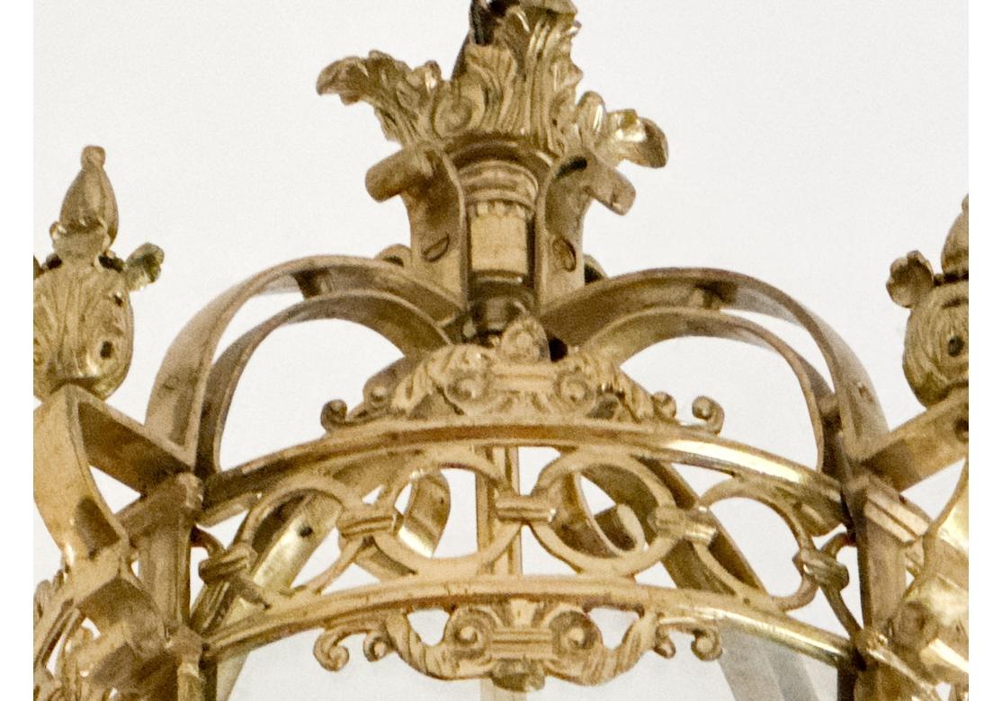 Fine Louis XVI Style Brass And Glass Four Light Chandelier For Sale 3