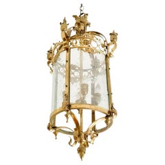 Fine Louis XVI Style Brass And Glass Four Light Chandelier