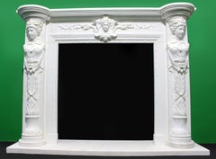 Fine Louis XVI Style Carved White Marble Fireplace Surround with Caryatid Figure