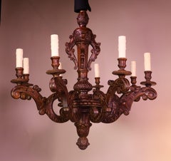 Fine Louis XVI style Carved Wood Chandelier