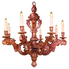 Antique Fine Louis XVI style Carved Wood Chandelier