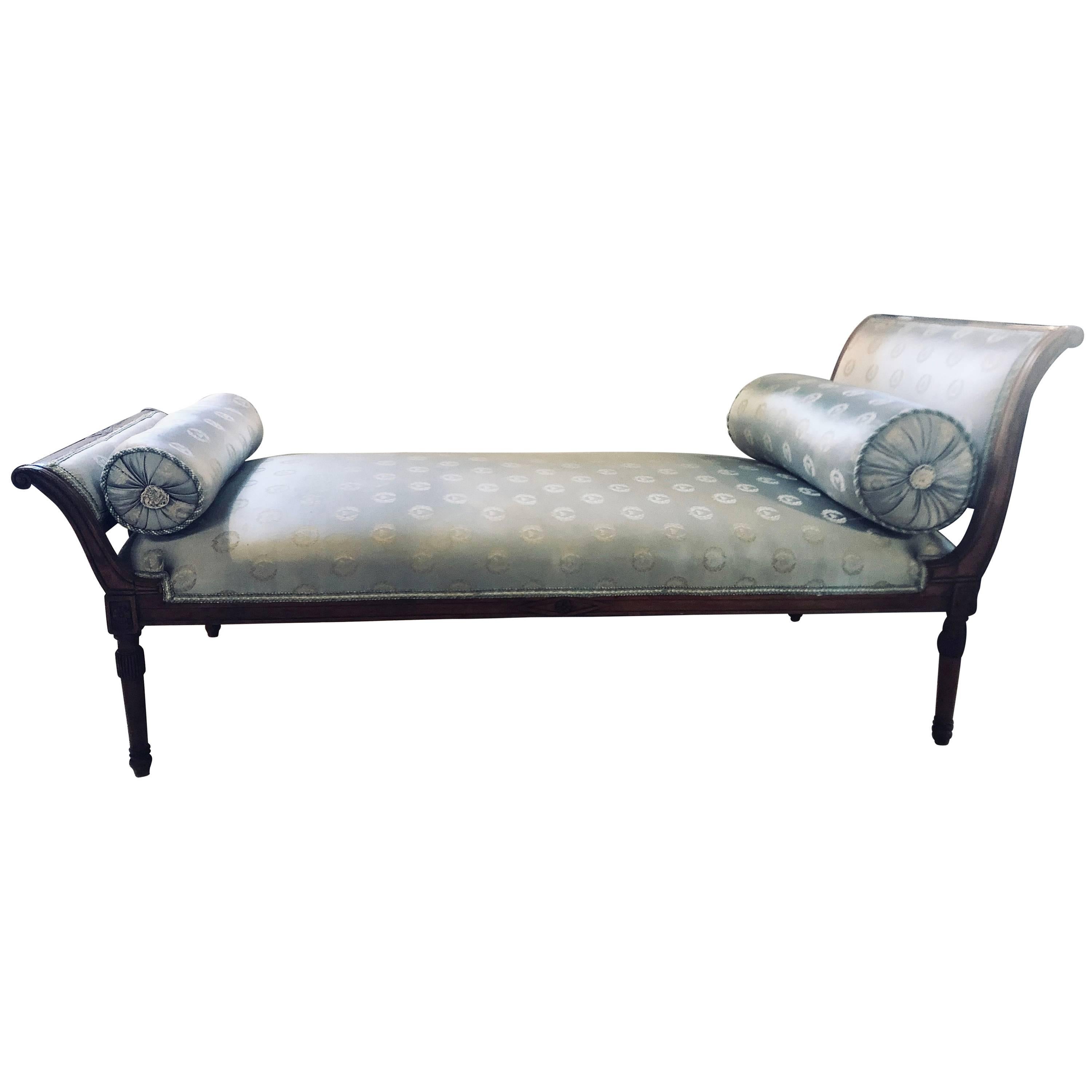 Fine Louis XVI Style Chaise lounge in Celeste Blue Upholstery
