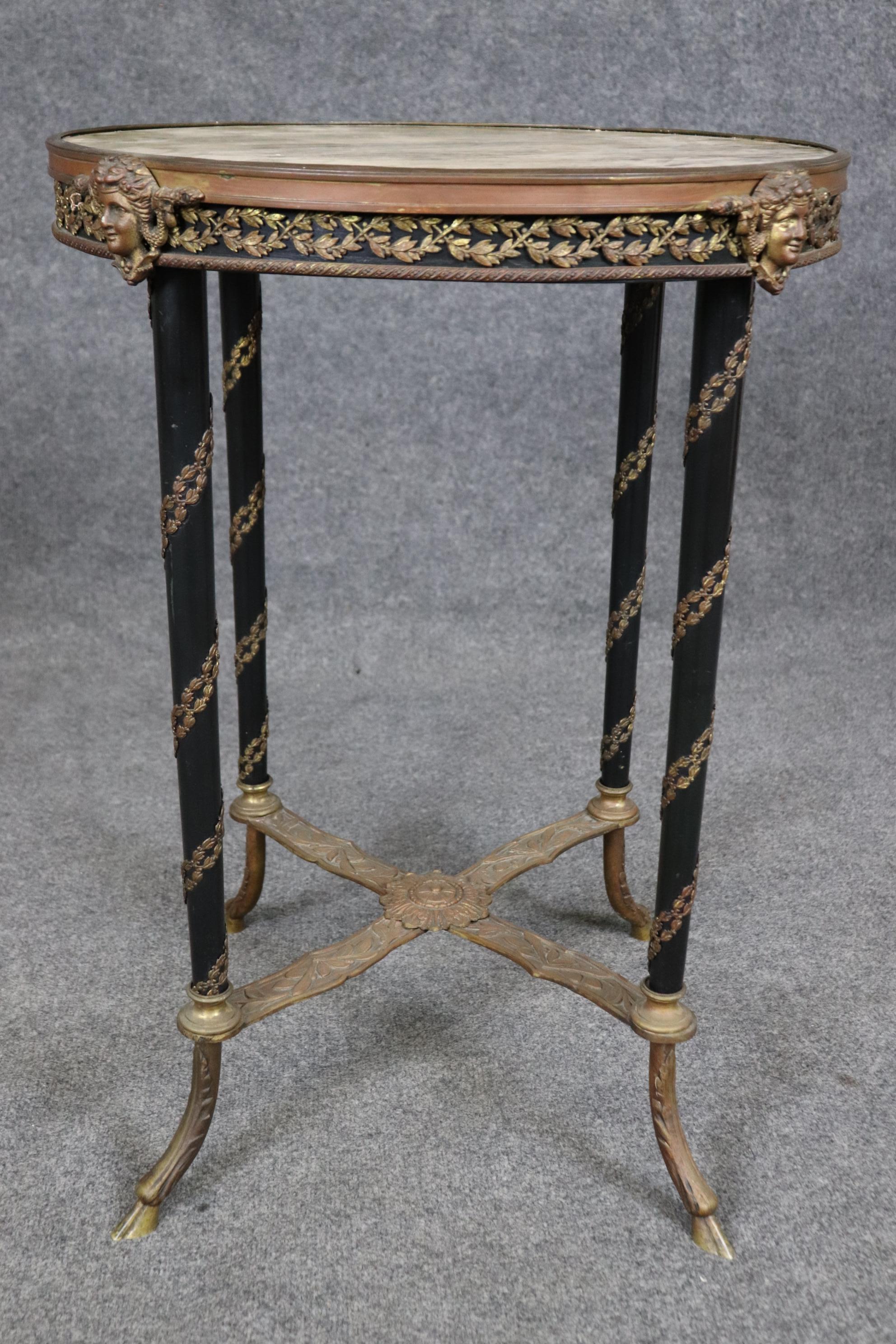 Bronze Fine Louis XVI Style Marble Top End Table in the style of Adam Weisweiler