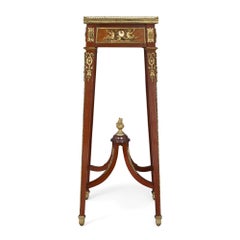 Fine Louis XVI Style Ormolu-Mounted Mahogany Stand with Onyx Top