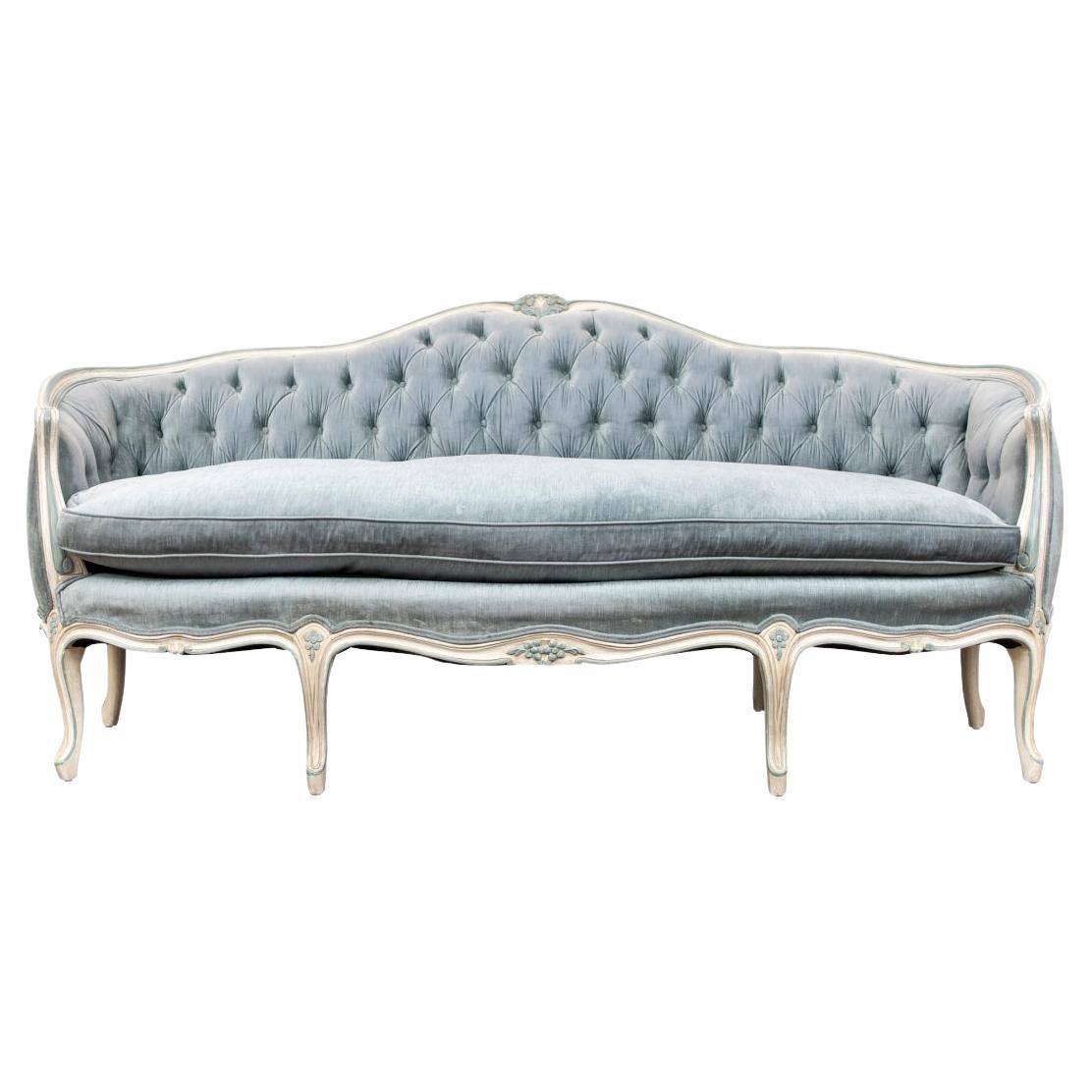 Fine Louis XVI Style Sofa in Powder Blue from W&J Sloane, New York For Sale