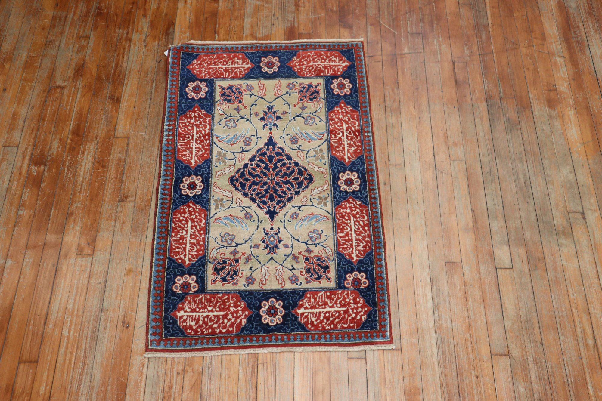 Fine Love Poem Pair of Persian Tabriz Mat Rugs For Sale 3