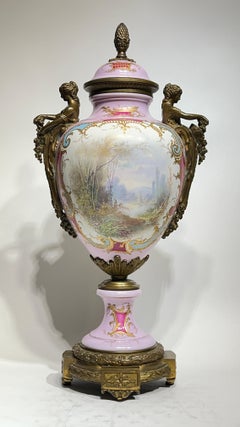 Fine  Luster color Sevres style Bronze Mounted Porcelain Vase with Cover