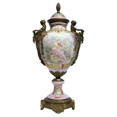 Antique Fine  Luster color Sevres style Bronze Mounted Porcelain Vase with Cover