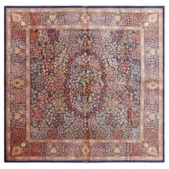 Fine Luxurious Intricate Vintage Persian Silk Qum Square Shape Rug 6'6" x 6'6"