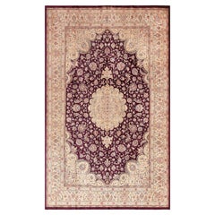 Feiner luxuriöser lila Vintage Persischer Qum-Teppich aus Seide in Vintage 6'5" x 10'2"
