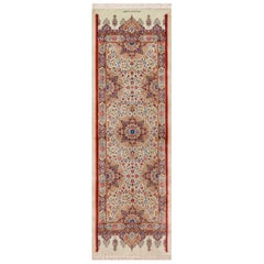 Tappeto Runner corto Qum vintage floreale di lusso in vello di seta 2'2" x 6'9"