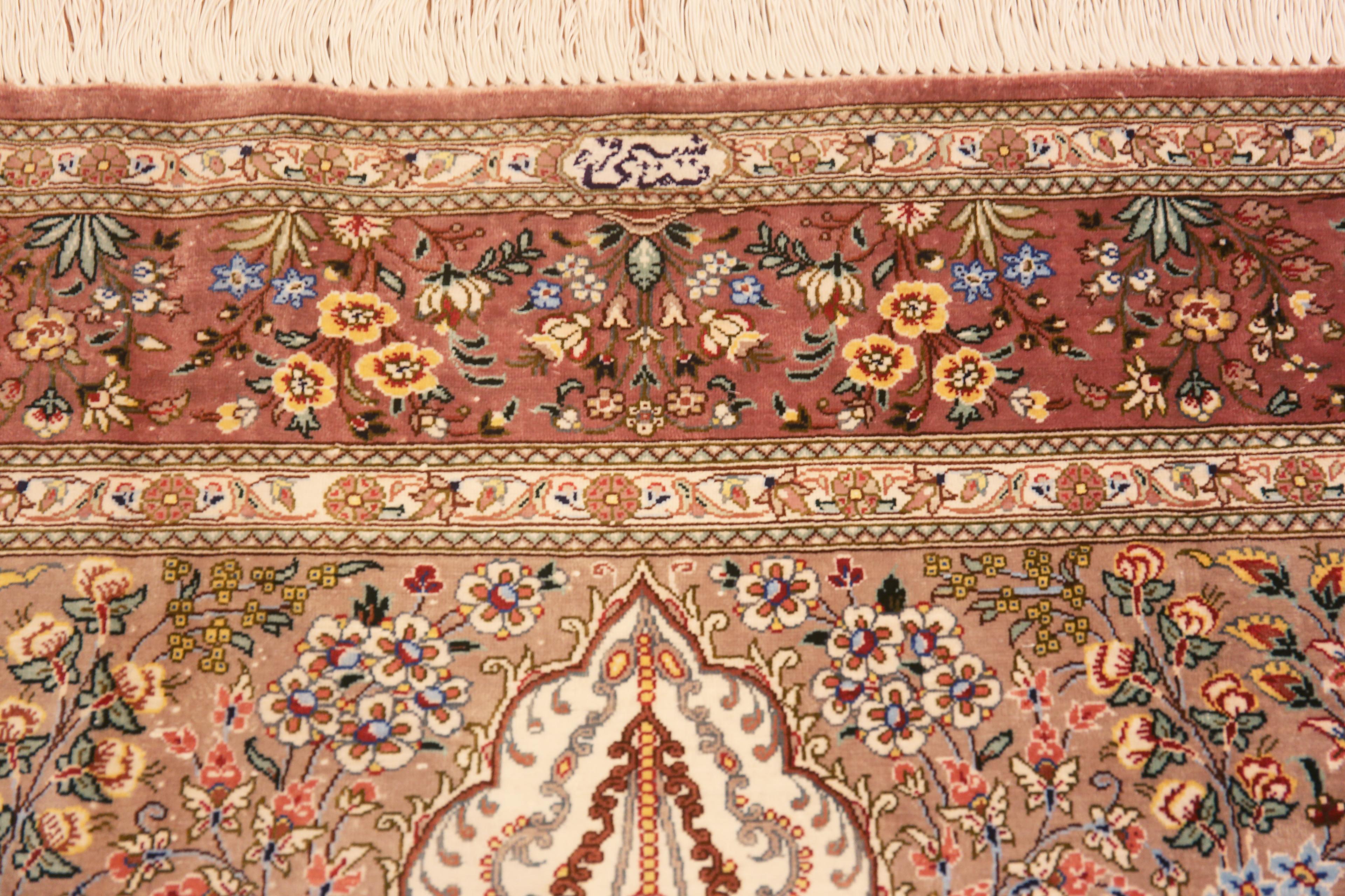 Tabriz Fine Luxurious Tree of Life Pattern Prayer Design Vintage Persian Silk 3'3