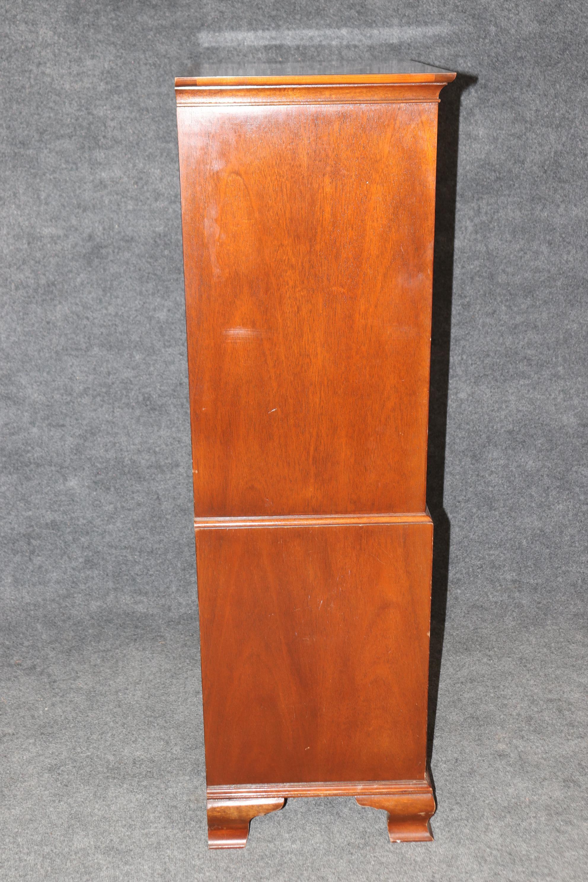 Fine Mahogany Baker 8 Drawer Lingerie Chest Chippendale Style In Good Condition In Swedesboro, NJ