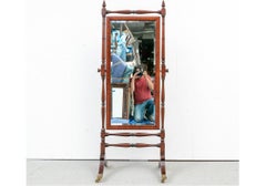 Fine Mahogany Cheval Beveled Mirror