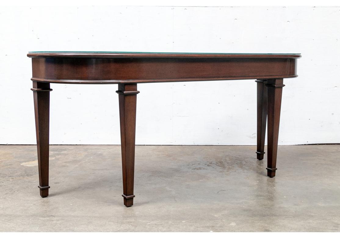 20th Century Fine Mahogany Console Table With Conforming Glass Top For Sale
