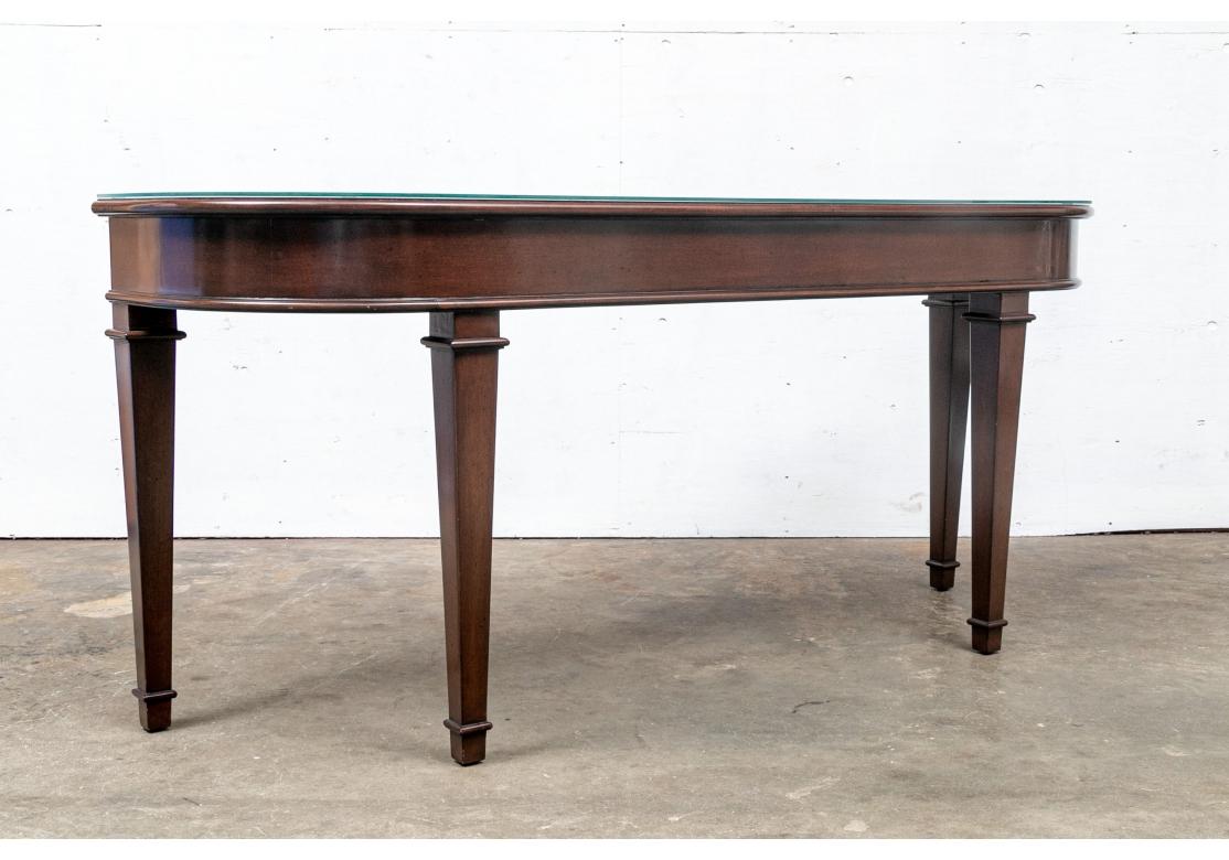 Fine Mahogany Console Table With Conforming Glass Top For Sale 1