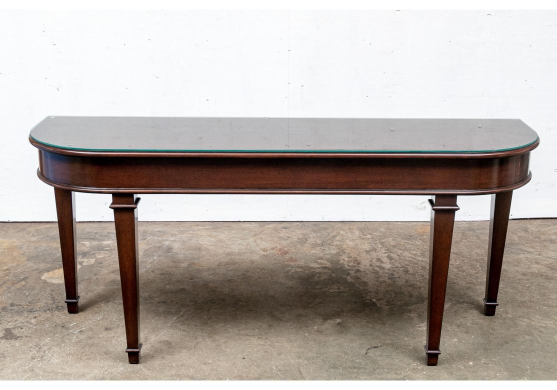 Fine Mahogany Console Table With Conforming Glass Top For Sale 3