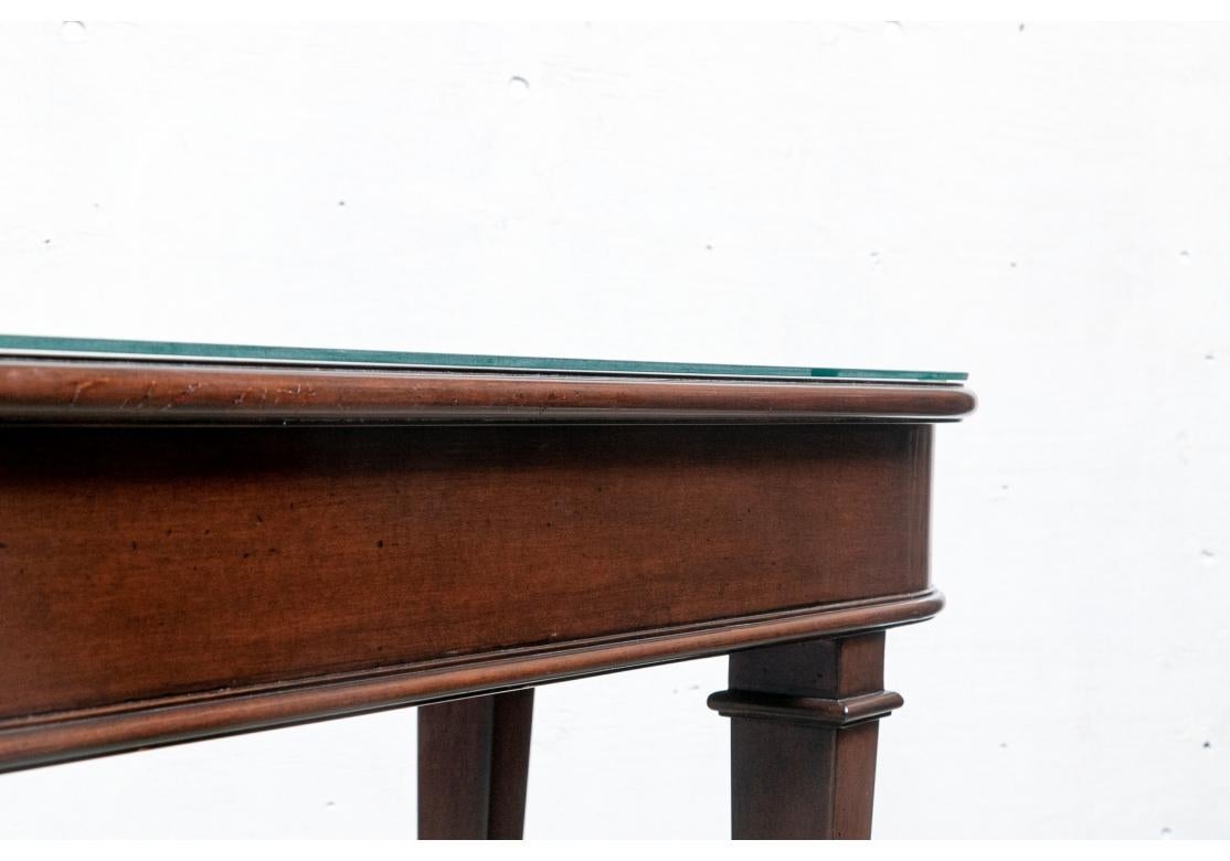 Fine Mahogany Console Table With Conforming Glass Top For Sale 4