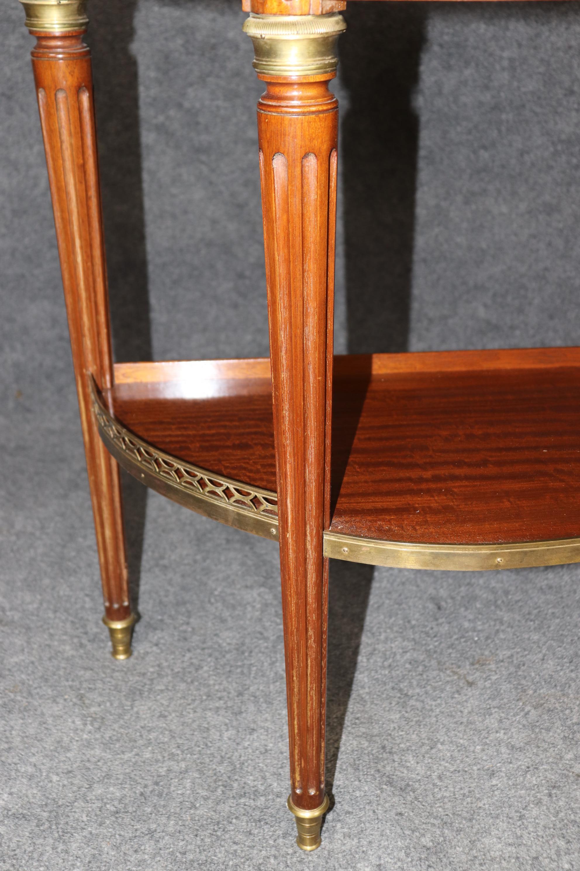 Fine Mahogany French Louis XVI Style Marble Top Demilune Console Table 4