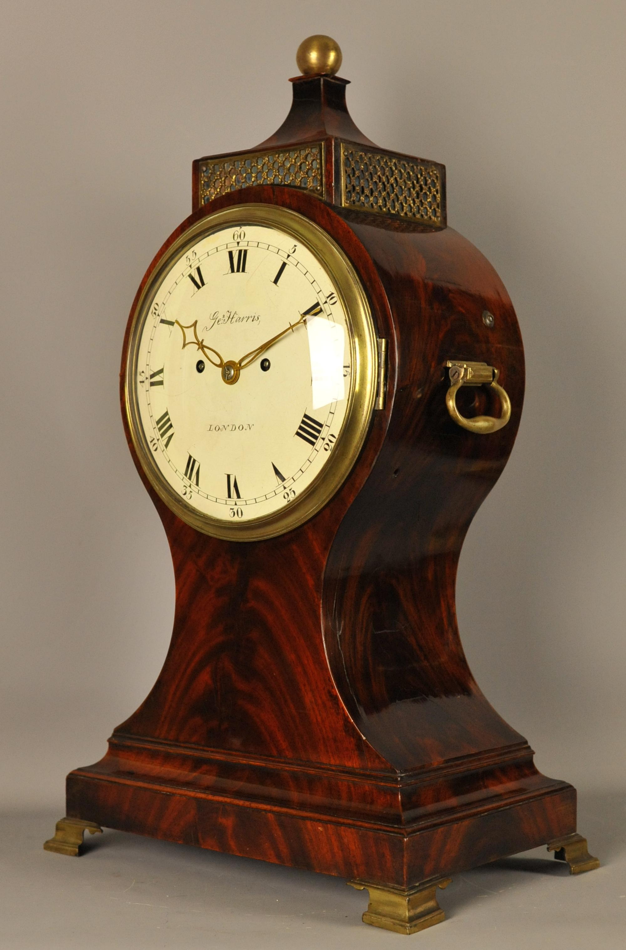 English Fine Mahogany Fusee Balloon Clock, Harris, London For Sale
