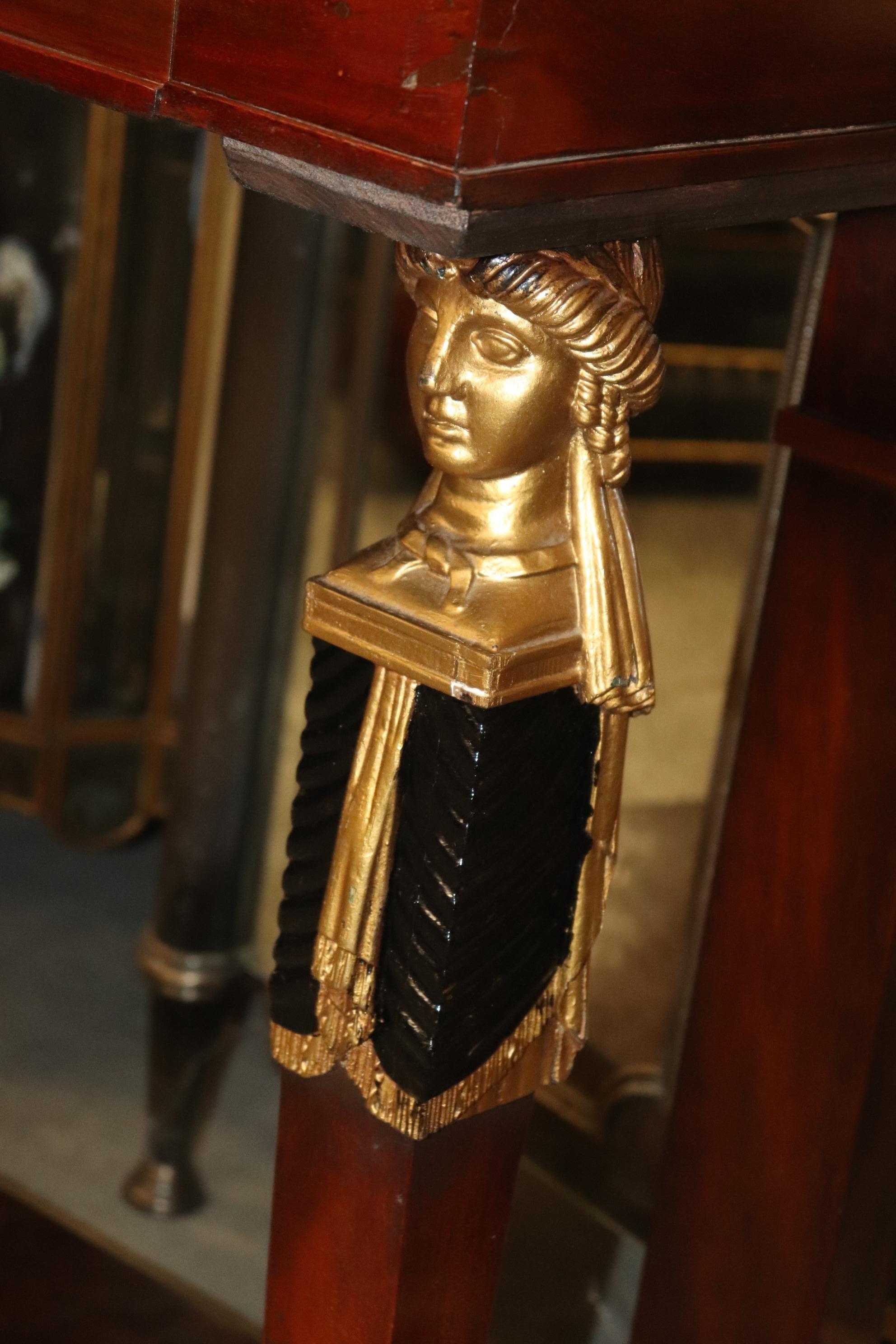 Fine Mahogany Gilded Egyptian Revival Narrow Console Table Bronze Ormolu 10