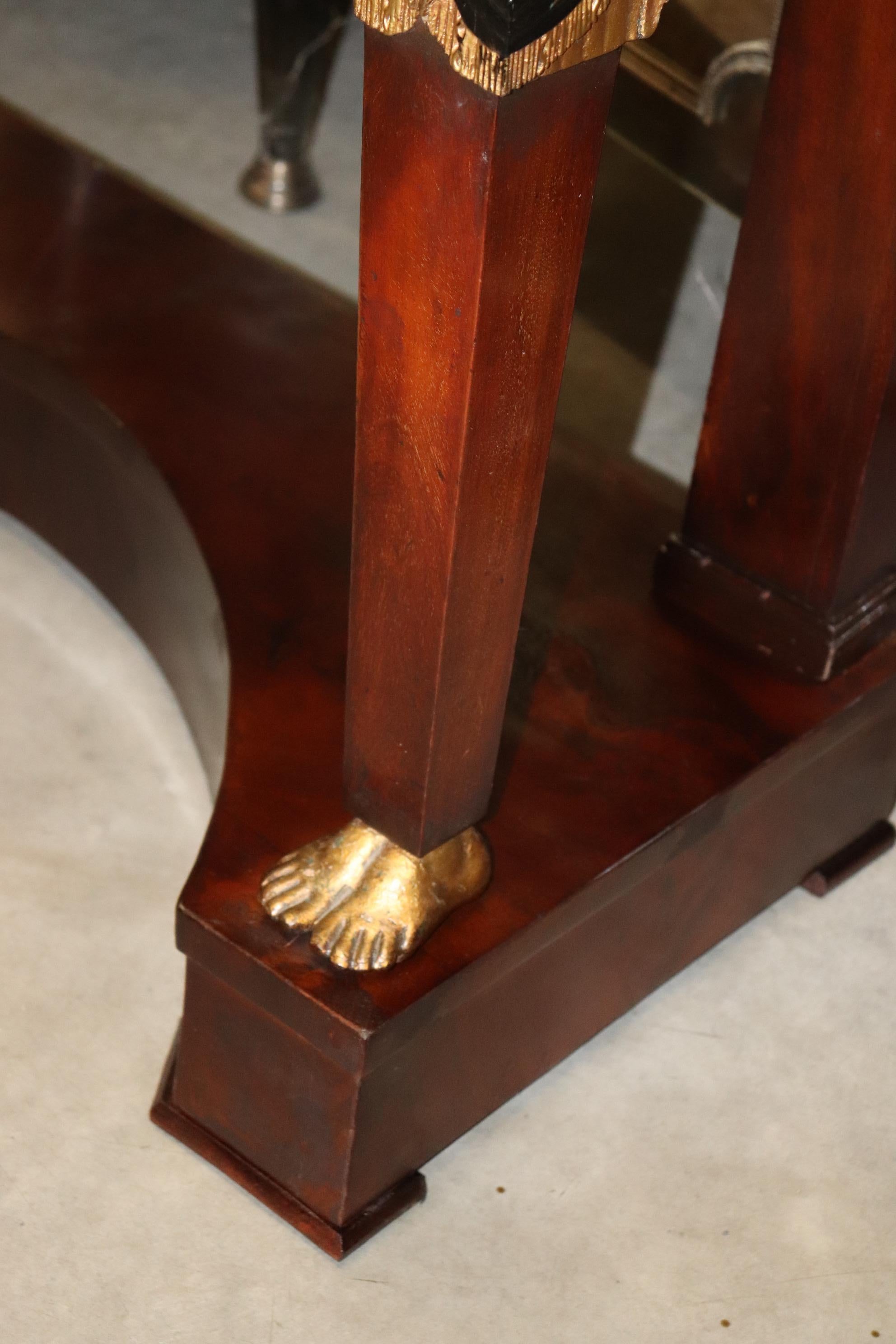 Fine Mahogany Gilded Egyptian Revival Narrow Console Table Bronze Ormolu  4