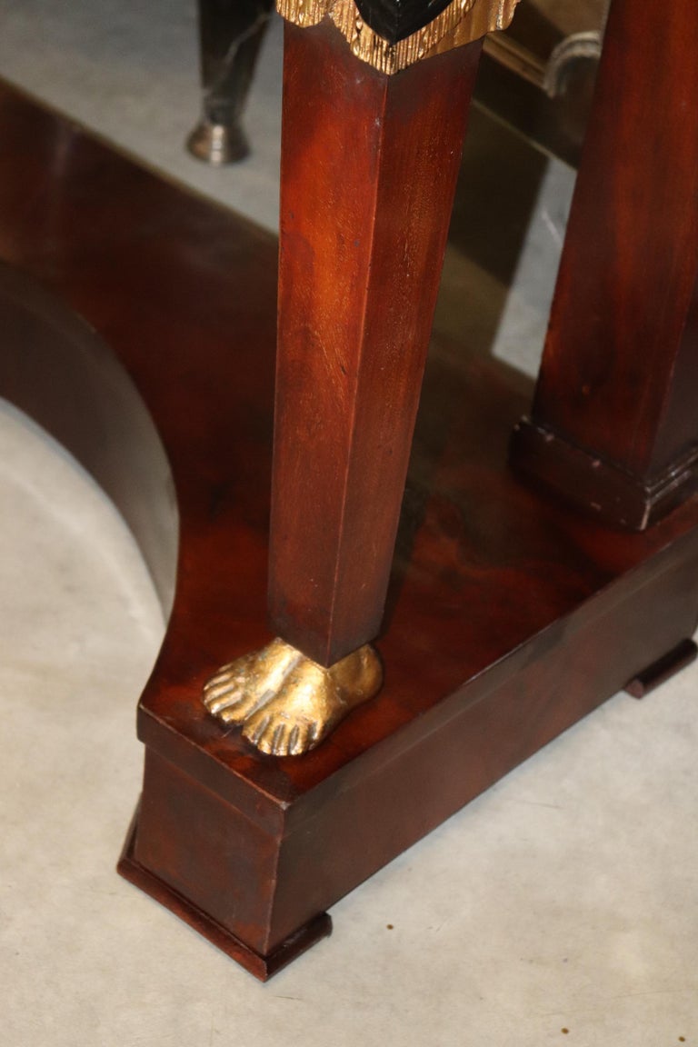 Fine Mahogany Gilded Egyptian Revival Narrow Console Table Bronze Ormolu  For Sale 4