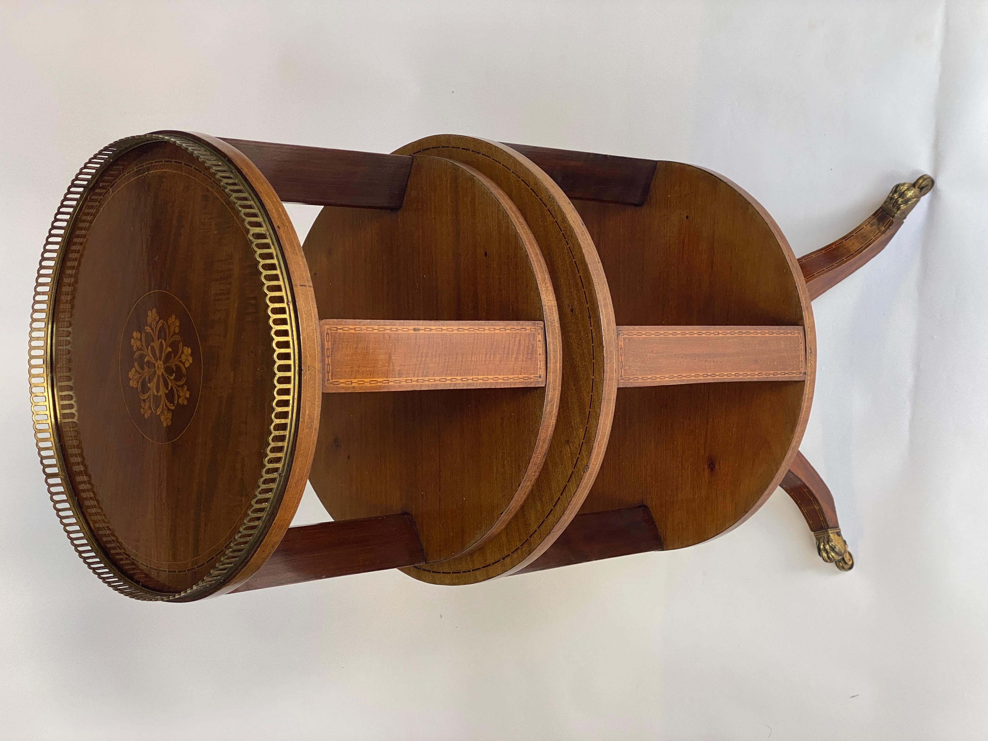 Sheraton Fine Mahogany inlaid double Revolving Bookcase For Sale