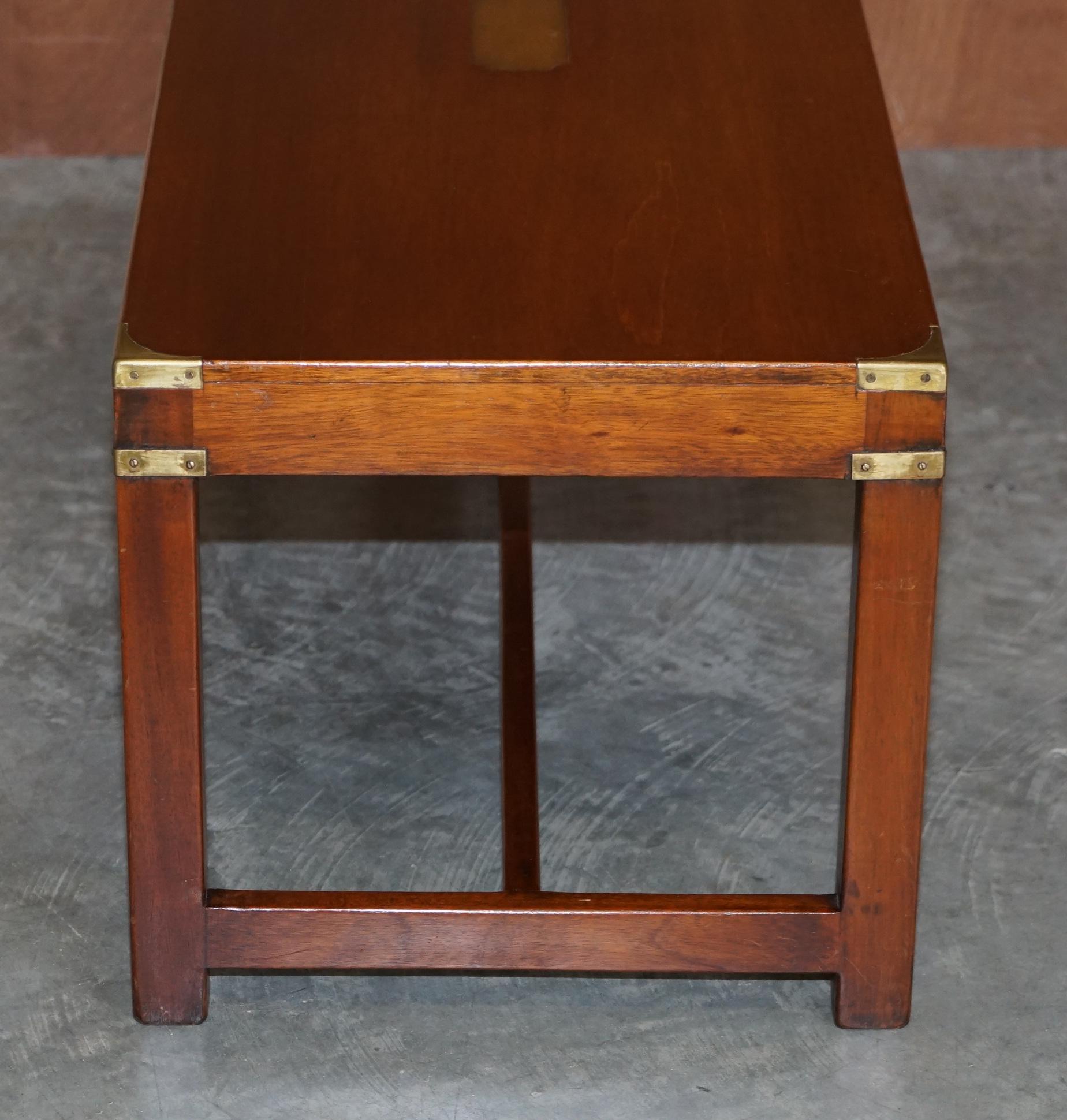 20th Century Fine Hardwood Kennedy Harrods London Military Campaign Coffee Cocktail Table