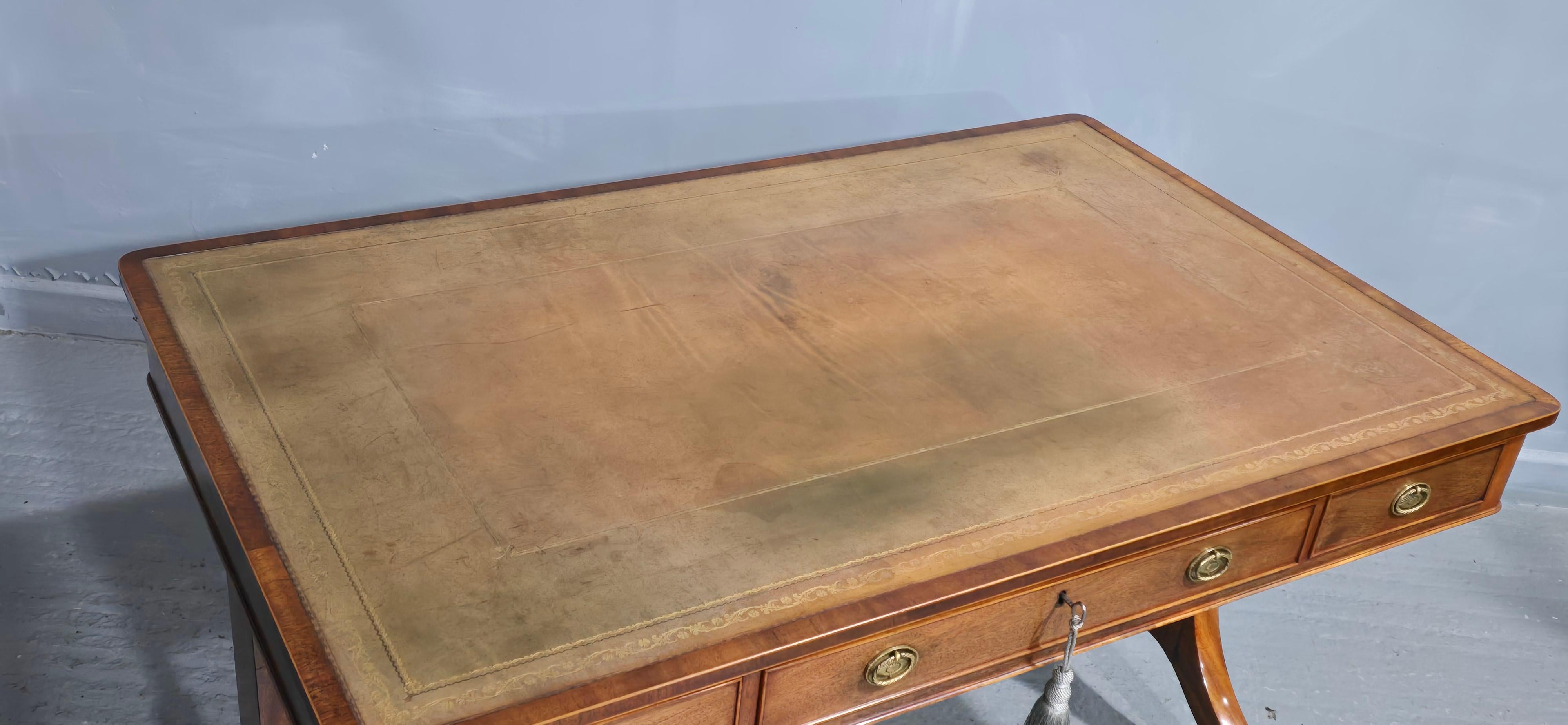 English Fine Mahogany Library Writing Table For Sale