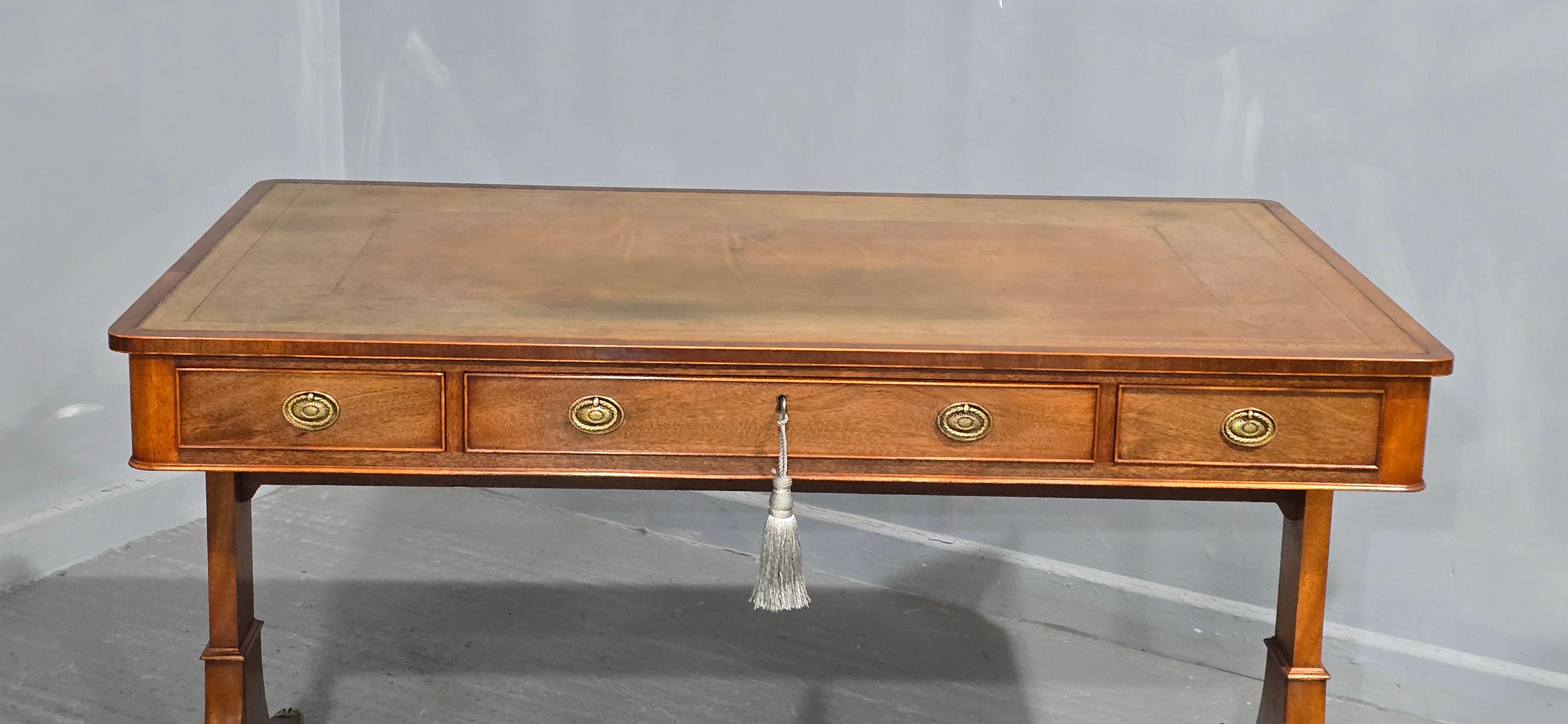 20th Century Fine Mahogany Library Writing Table For Sale