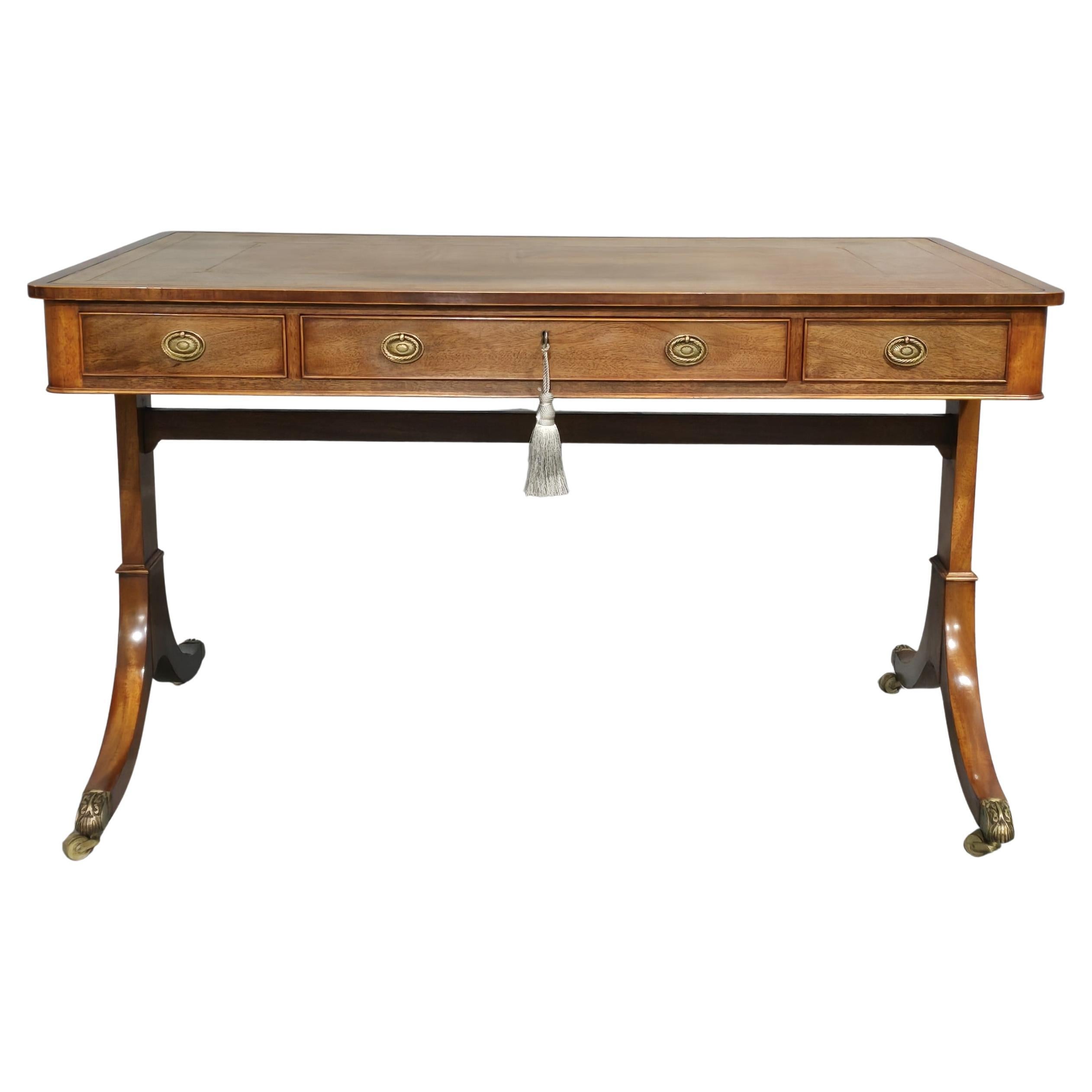 Fine Mahogany Library Writing Table For Sale